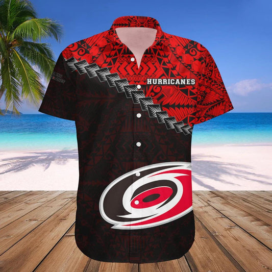 Carolina Hurricanes Hawaiian Shirt Grunge Polynesian Tattoo - NHL, NHL Hawaiian Shirt Moonbestprint