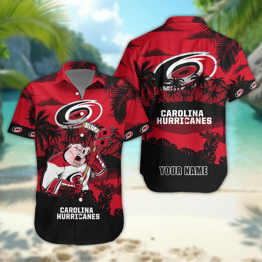 Carolina Hurricanes Personalized Hawaiian Shirt – Custom Name, NHL Hawaiian Shirt Moonbestprint