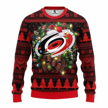 Carolina Hurricanes Santa Hat Ugly Christmas Sweater, NHL Christmas Sweater Moonbestprint