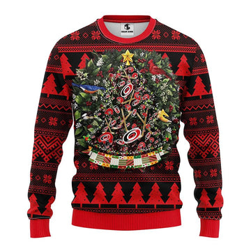 Carolina Hurricanes Tree Ball Ugly Christmas Sweater, NHL Christmas Sweater Moonbestprint
