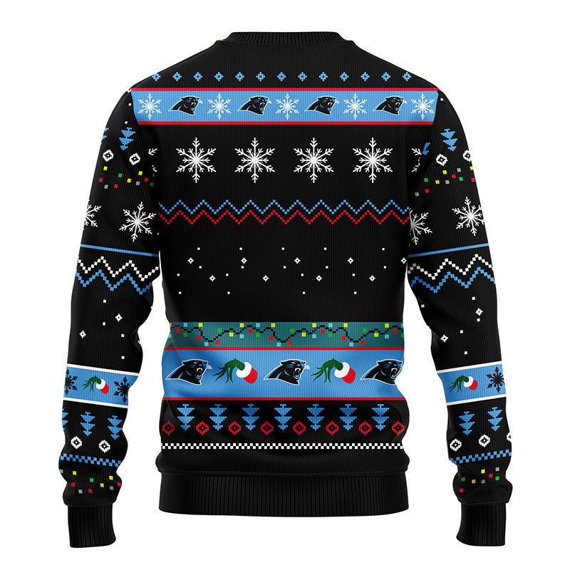 Carolina Panthers 12 Grinch Xmas Day Ugly Christmas Sweater, Grinch Xmas Sweater Moonbestprint