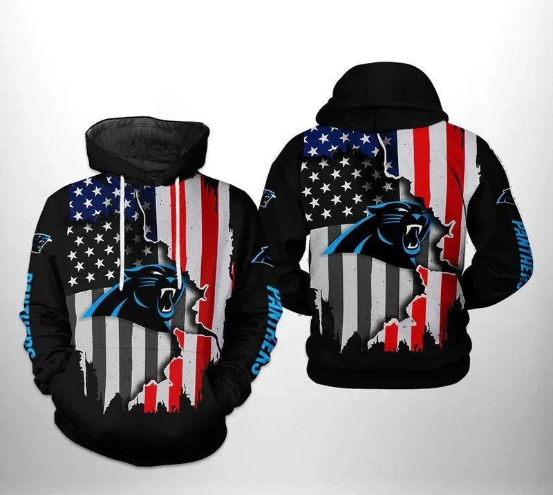 Carolina Panthers American Flag 3D Hoodie, NFL Hoodie Moonbestprint