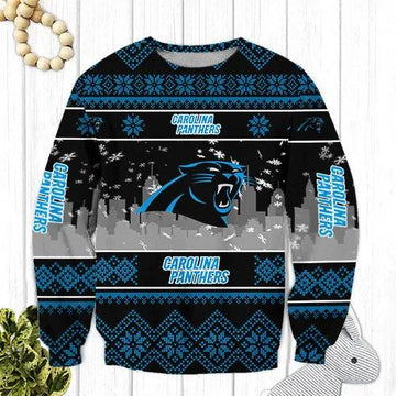 Carolina Panthers Big Logo Ugly Christmas Sweater, NFL Christmas Sweater Moonbestprint