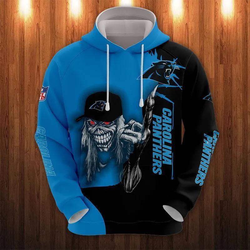 Carolina Panthers Eddie Iron Maiden All Over Print Hoodie, NFL Hoodie Moonbestprint