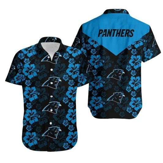 Carolina Panthers Flowers Hawaii Shirt Summer Collection, NFL Hawaiian Shirt Moonbestprint