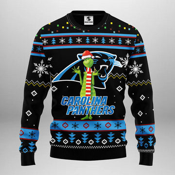 Carolina Panthers Funny Grinch Ugly Christmas Sweater, Grinch Xmas Sweater Moonbestprint