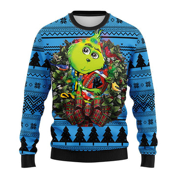 Carolina Panthers Grinch Hug Ugly Christmas Sweater, Grinch Xmas Sweater Moonbestprint