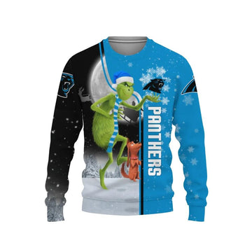 Carolina Panthers Grinch & Scooby–Doo Ugly Christmas Sweater, NFL Christmas Sweater Moonbestprint