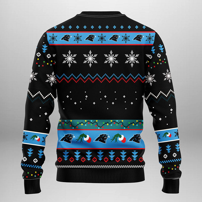 Carolina Panthers Grinch Ugly Christmas Sweater, Grinch Xmas Sweater Moonbestprint