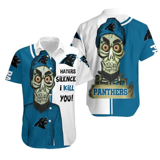 Carolina Panthers Haters I Kill You 3D Hawaiian Shirt Print Short Sleeve Hawaiian Aloha Shirt, NFL Hawaiian Shirt Moonbestprint