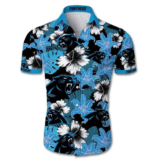 Carolina Panthers Hawaiian Shirt Tropical Flower, NFL Hawaiian Shirt Moonbestprint