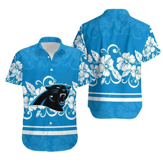 Carolina Panthers Hibiscus Flowers Hawaii Shirt Summer Collection, NFL Hawaiian Shirt Moonbestprint