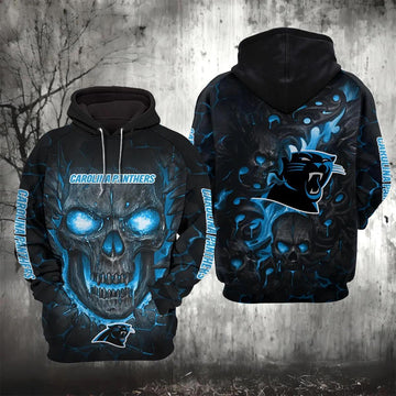 Carolina Panthers Lava Skull 3D Hoodie, NFL Hoodie Moonbestprint