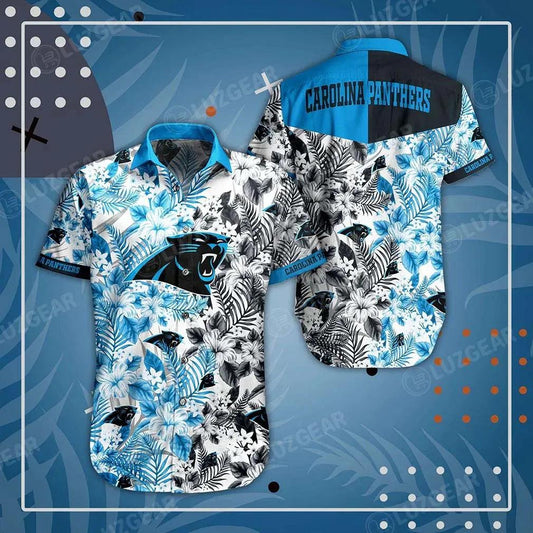 Carolina Panthers Nfl Beach Shirt Graphic Floral Pattern Print This Summer Hawaiian Shirt, NFL Hawaiian Shirt Moonbestprint