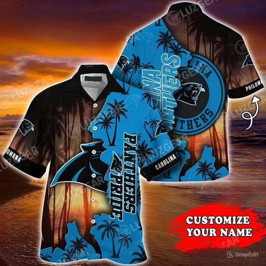 Carolina Panthers Nfl Customized Hawaiian Shirt Short Style Hot Trending Summer For Awesome Fans, NFL Hawaiian Shirt Moonbestprint