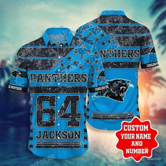 Carolina Panthers Nfl Football Hawaiian Shirt – Custom Your Name New Trends Summer Best Gift Ever, NFL Hawaiian Shirt Moonbestprint