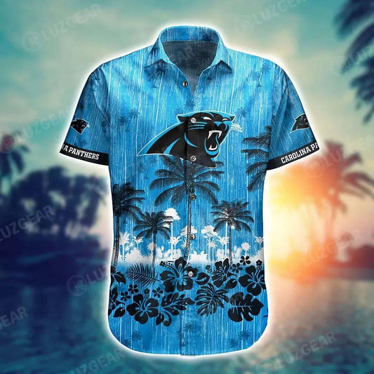 Carolina Panthers Nfl Hawaii Graphic Tropical Pattern Style Summer Hawaiian Shirt, NFL Hawaiian Shirt Moonbestprint