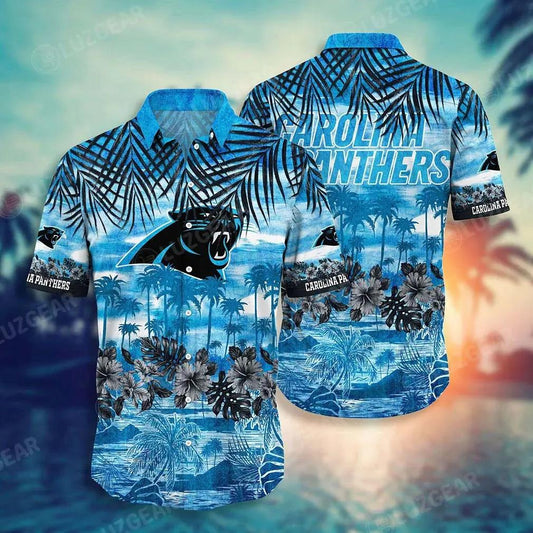 Carolina Panthers Nfl Hawaiian Sas Style Tropical Pattern Graphic Hot Trending Summer For Awesome Fans, NFL Hawaiian Shirt Moonbestprint