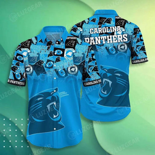Carolina Panthers Nfl Hawaiian Sas Trends Summer Short Sleeve Button Down Shirt For Sports Fans, NFL Hawaiian Shirt Moonbestprint