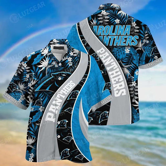 Carolina Panthers Nfl Hawaiian Sas With Tropical Pattern For Your Loved Ones, NFL Hawaiian Shirt Moonbestprint