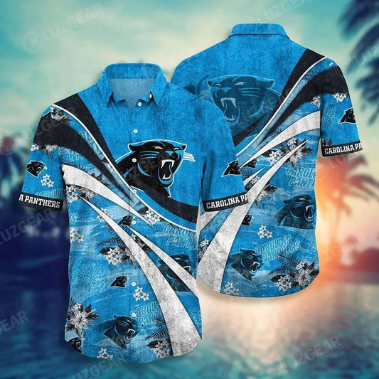 Carolina Panthers Nfl Summer Hawaiian Sas Floral Pattern Graphic For Football Nfl, NFL Hawaiian Shirt Moonbestprint