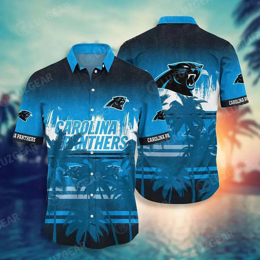 Carolina Panthers Nfl Summer Hawaiian Sas Tropical Pattern Graphic For Sports, NFL Hawaiian Shirt Moonbestprint