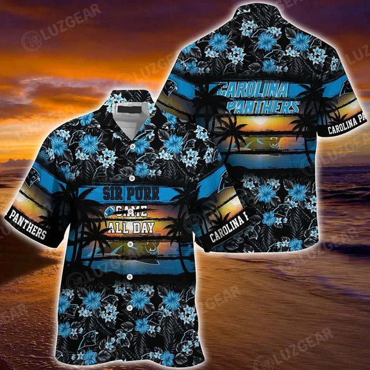 Carolina Panthers Nfl Summer Hawaiian Shirt Floral Pattern Graphic For Sports, NFL Hawaiian Shirt Moonbestprint