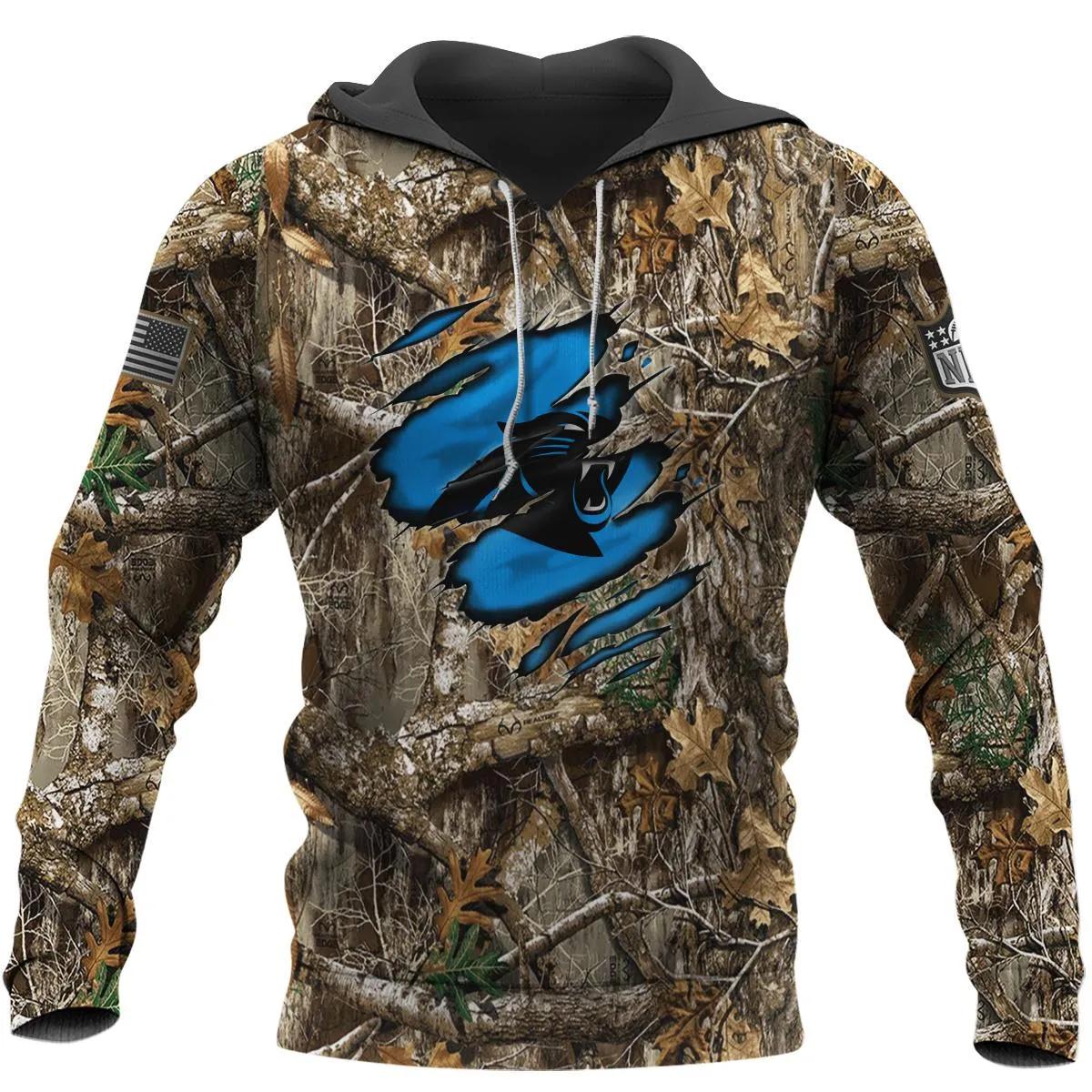 Carolina Panthers Panthers Realtree Hunting Camo 3D Hoodie, NFL Hoodie Moonbestprint