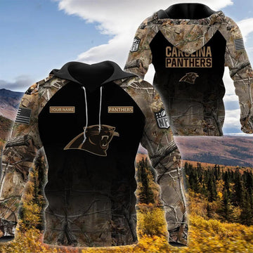 Carolina Panthers Personalized Hunting Camo 3D Hoodie, NFL Hoodie Moonbestprint