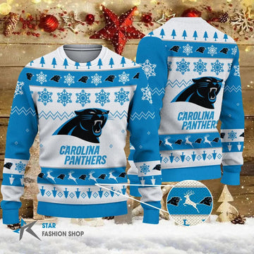 Carolina Panthers Ugly Christmas Sweater, NFL Christmas Sweater Moonbestprint