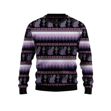 Cat Purple Ugly Christmas Sweater - Moonbestprint