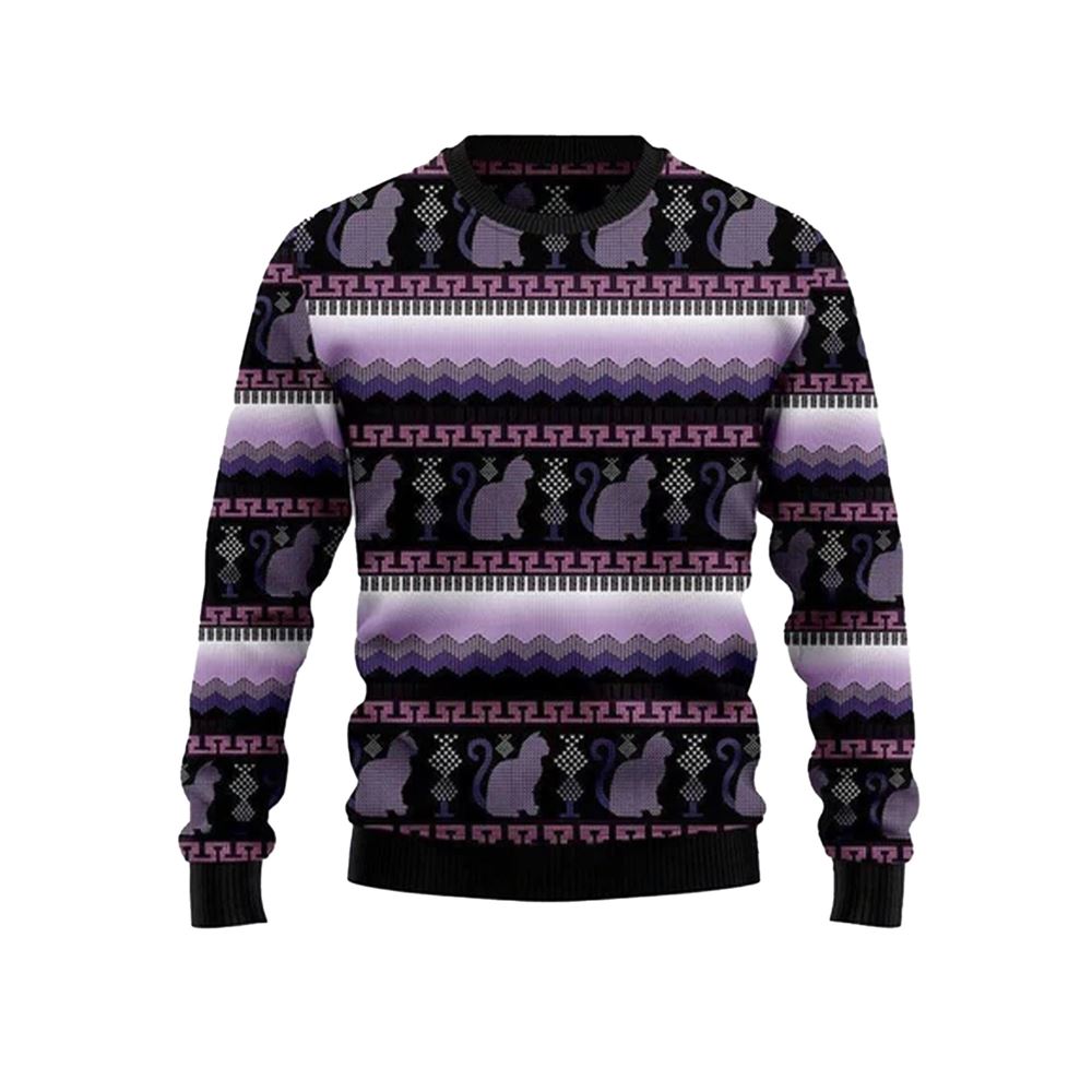 Cat Purple Ugly Christmas Sweater - Moonbestprint