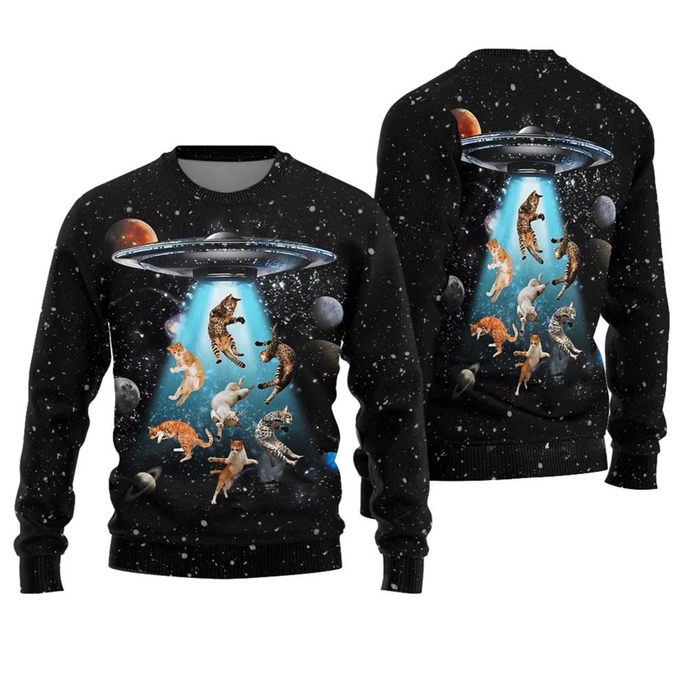 Cats in Space Ugly Christmas Sweater - Moonbestprint