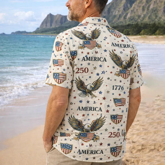 America's 250th Anniversary Personalized Patriotic Hawaiian Shirt, 250th Anniversary Gift Moonbestprint