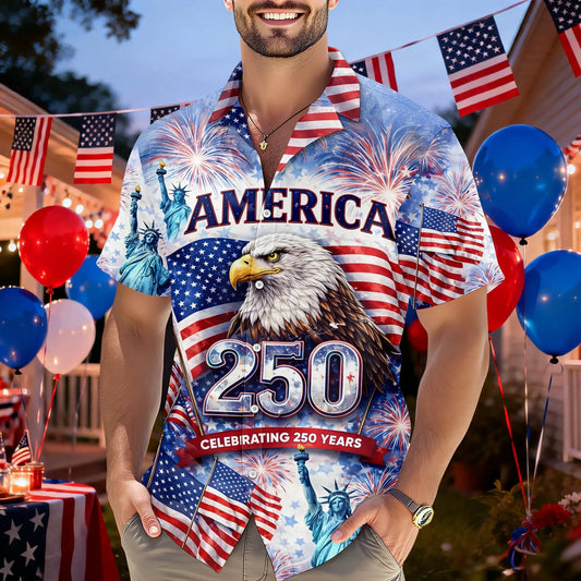 Celebrating 250th Anniversary United States Hawaiian Shirt 4th of July Gift, 250th Anniversary Gift Moonbestprint