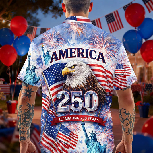 Celebrating 250th Anniversary United States Hawaiian Shirt 4th of July Gift, 250th Anniversary Gift Moonbestprint