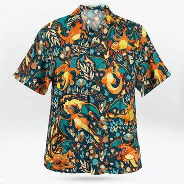 Charizard Flame Tropical Dark Floral Hawaiian Shirt – Moonbestprint