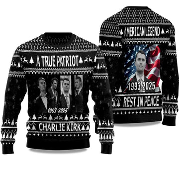 2026 Charlie Kirk A True Patriot 1993 - Ugly Christmas Sweater Moonbestprint