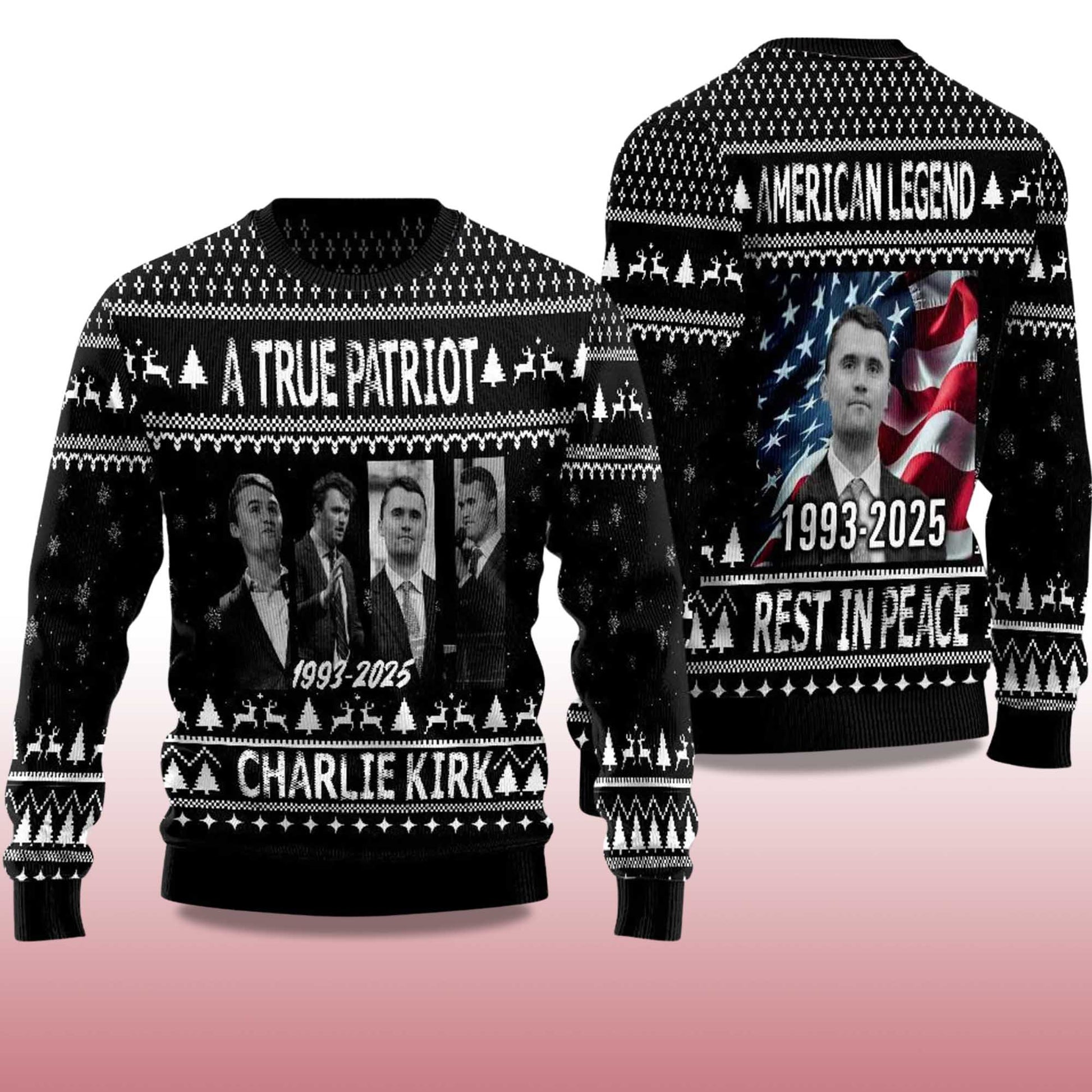 2026 Charlie Kirk A True Patriot 1993 - Ugly Christmas Sweater Moonbestprint