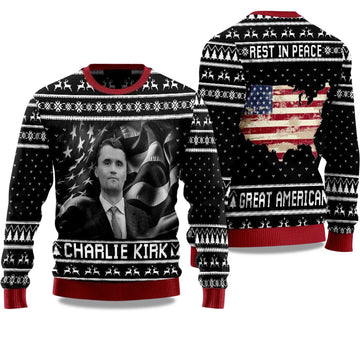 2026 Charlie Kirk Rest In Peace Great America Ugly Christmas Sweater Moonbestprint