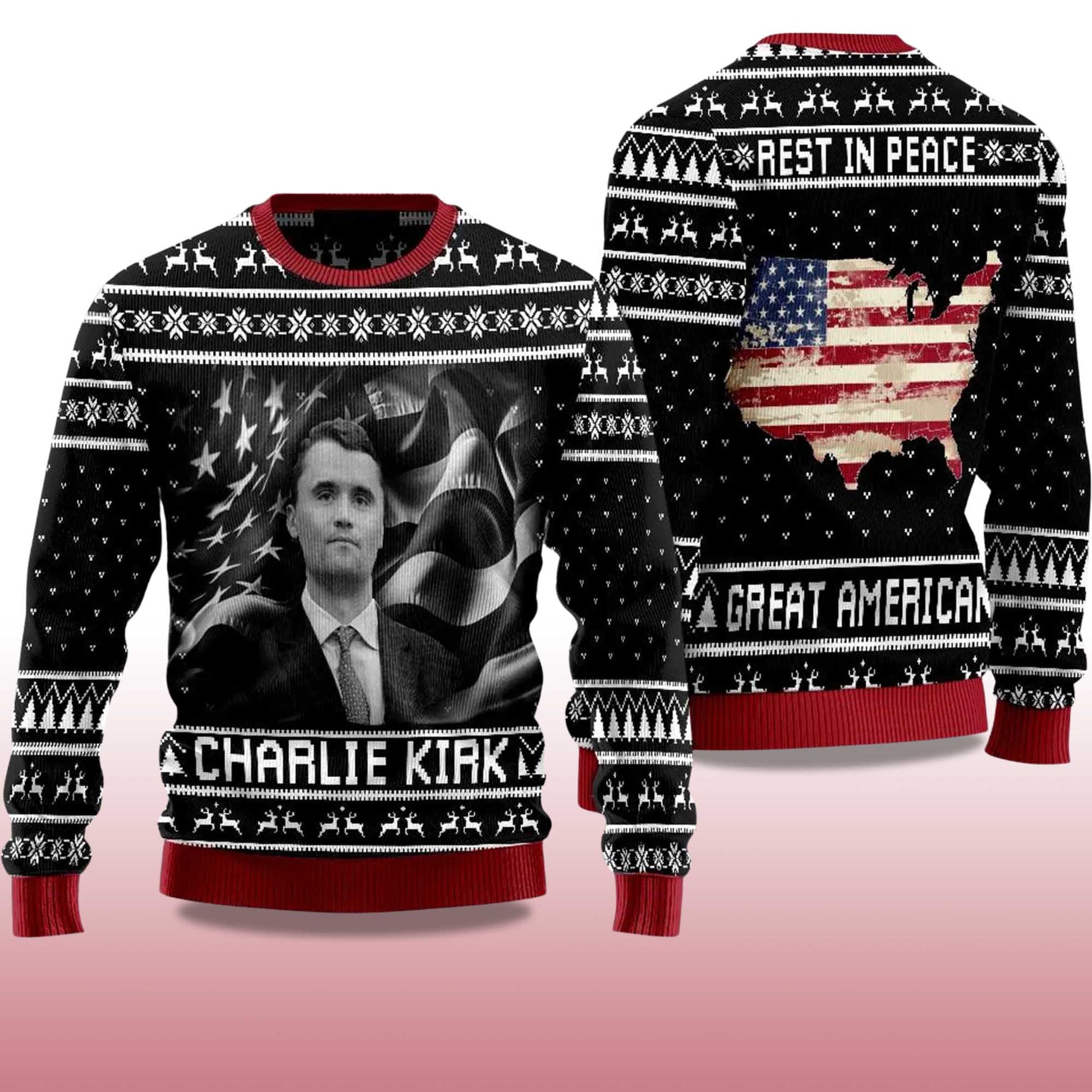 2026 Charlie Kirk Rest In Peace Great America Ugly Christmas Sweater Moonbestprint