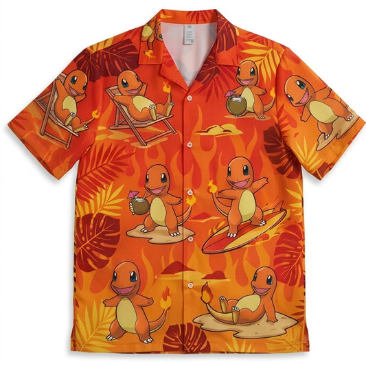 Charmander Fire Surf Summer 2026 Hawaiian Shirt – Moonbestprint