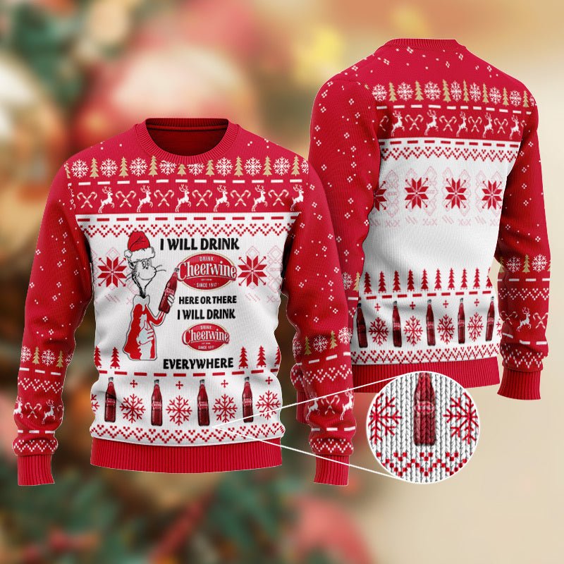Cheerwine Cat Hat Will Drink Everywhere Ugly Sweater – Moonbestprint