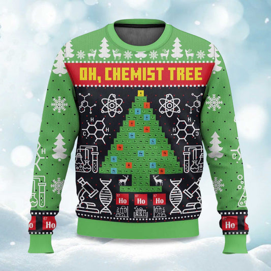 2026 Chemist Tree Science Ugly Christmas Sweater Moonbestprint