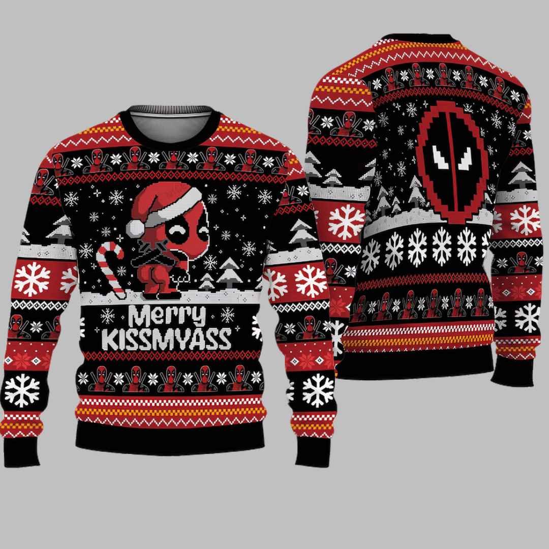 Chibi Deadpool Merry Kissmyass Ugly Christmas Sweater – Moonbestprint
