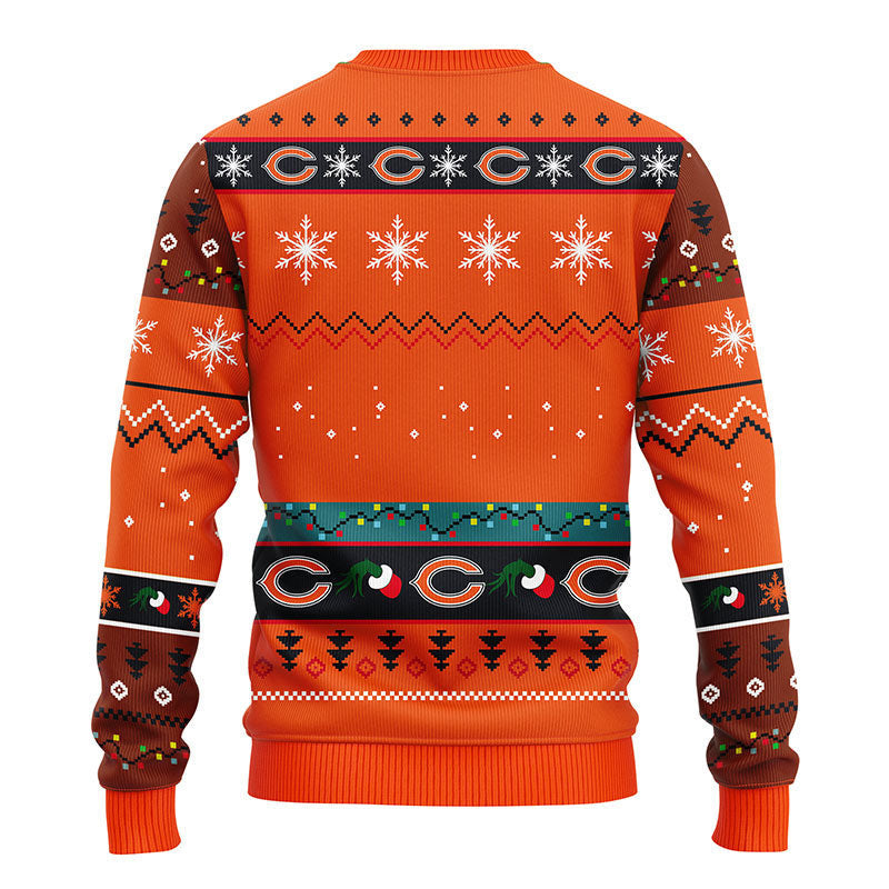 Chicago Bears 12 Grinch Xmas Day Ugly Christmas Sweater, Grinch Xmas Sweater Moonbestprint