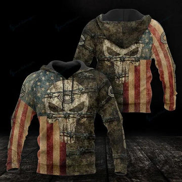 Chicago Bears American Flag Skull 3D Hoodie, NFL Hoodie Moonbestprint