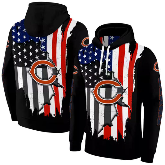 Chicago Bears American Pride Black AOP Hoodie -  Moonbestprint