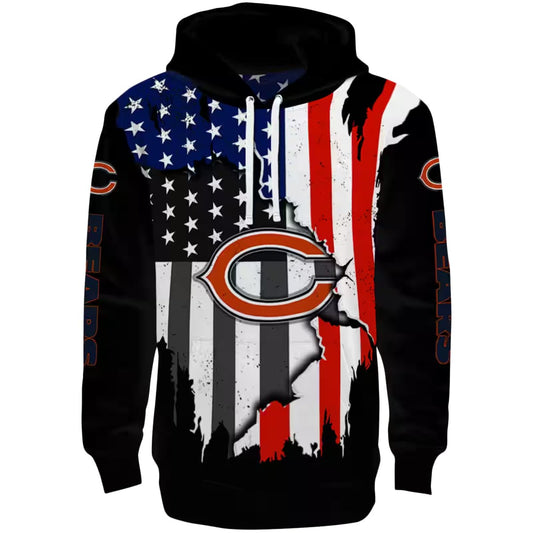 Chicago Bears American Pride Black AOP Hoodie -  Moonbestprint