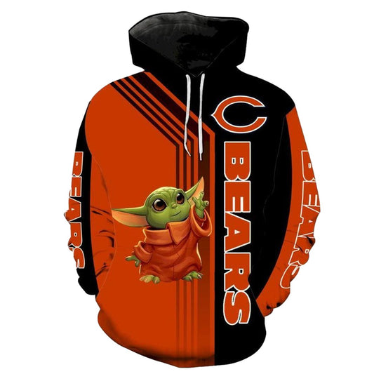 Chicago Bears And Baby Yoda AOP Hoodie -  Moonbestprint